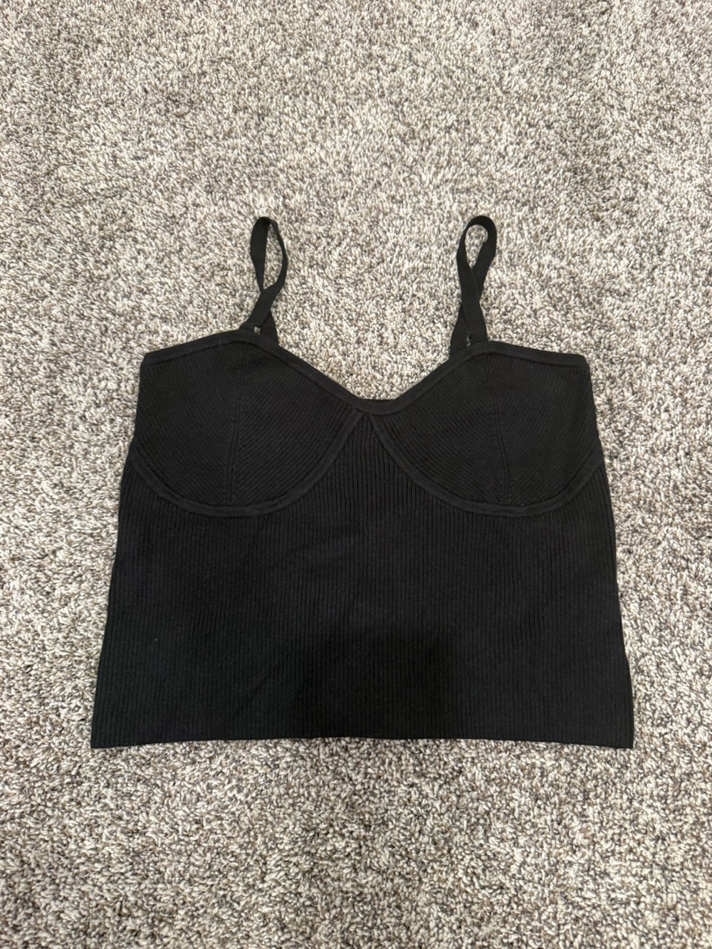 Madewell Ribbed Knit Bustier Cami Tank Top Black Size Large NWT